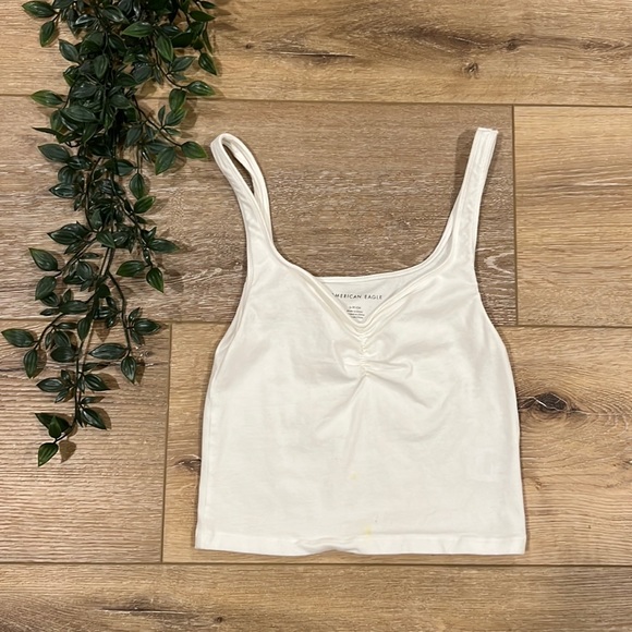 American Eagle Outfitters Tops - American Eagle White Ruched Tank Top Size Small NWOT